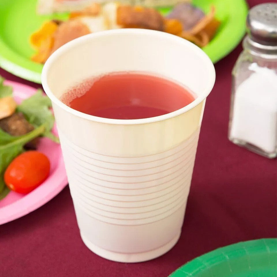 Plastic Drinking Cups White Reusable Vending Water Drinking Cups 7oz (220ml)