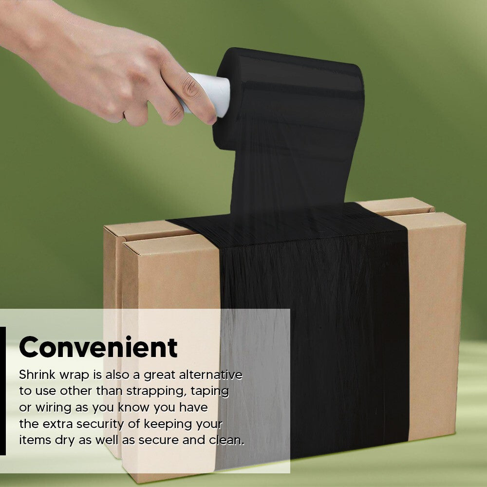 30 x Black Handy Pallet Wrap Mini Stretch Shrink Cling Film 100mm x 150m 17mu