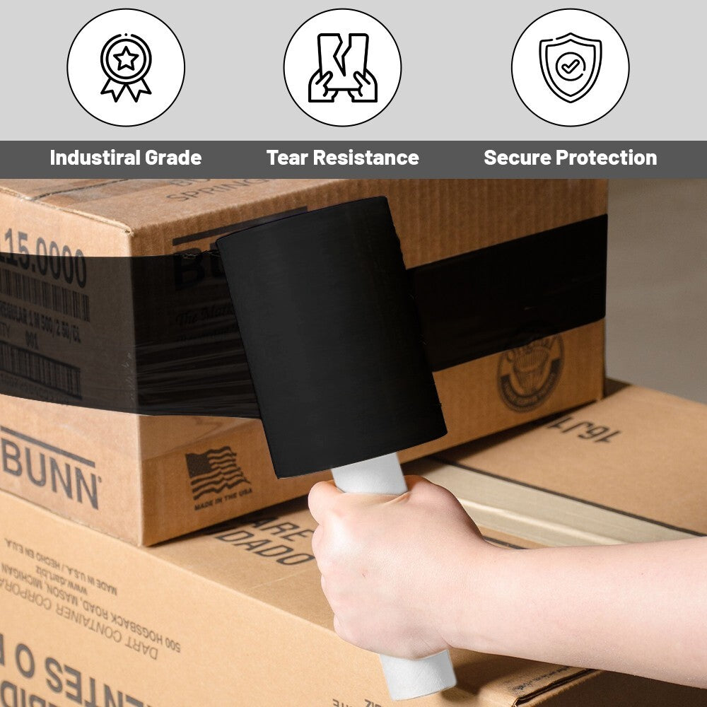 10 x Black Handy Pallet Wrap Mini Stretch Shrink Cling Film 100mm x 150m 17mu