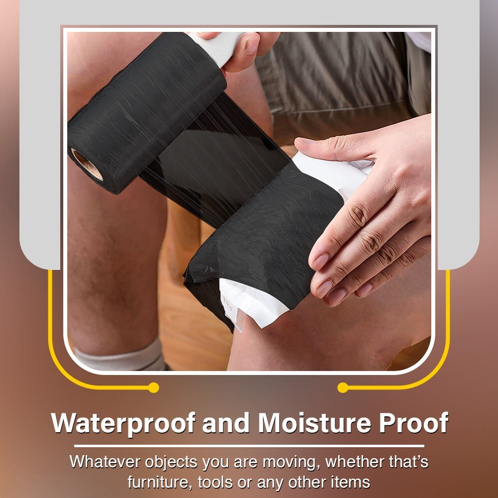 15 x Black Handy Pallet Wrap Mini Stretch Shrink Cling Film 100mm x 150m 17mu