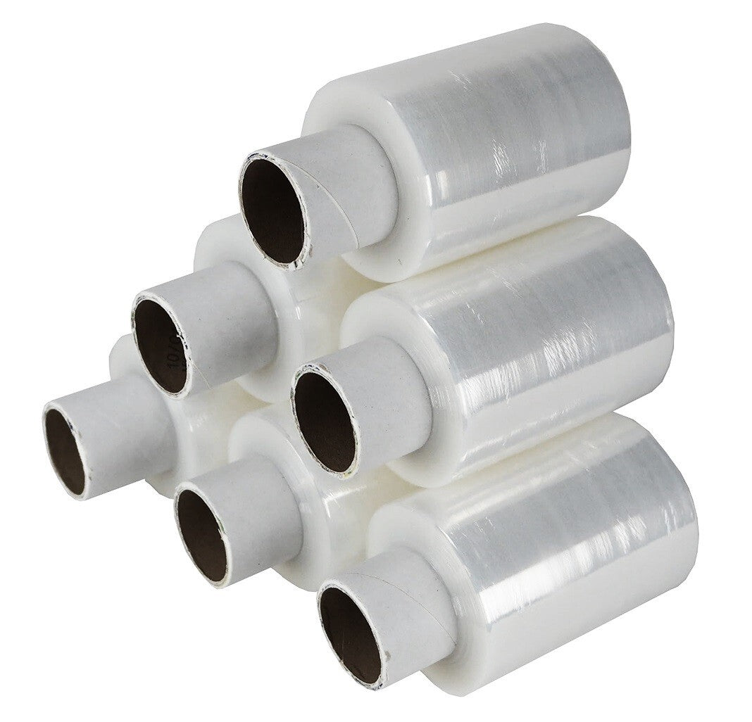3 x Clear Handy Pallet Wrap Mini Stretch Shrink Cling Film 100mm x 150m 17mu
