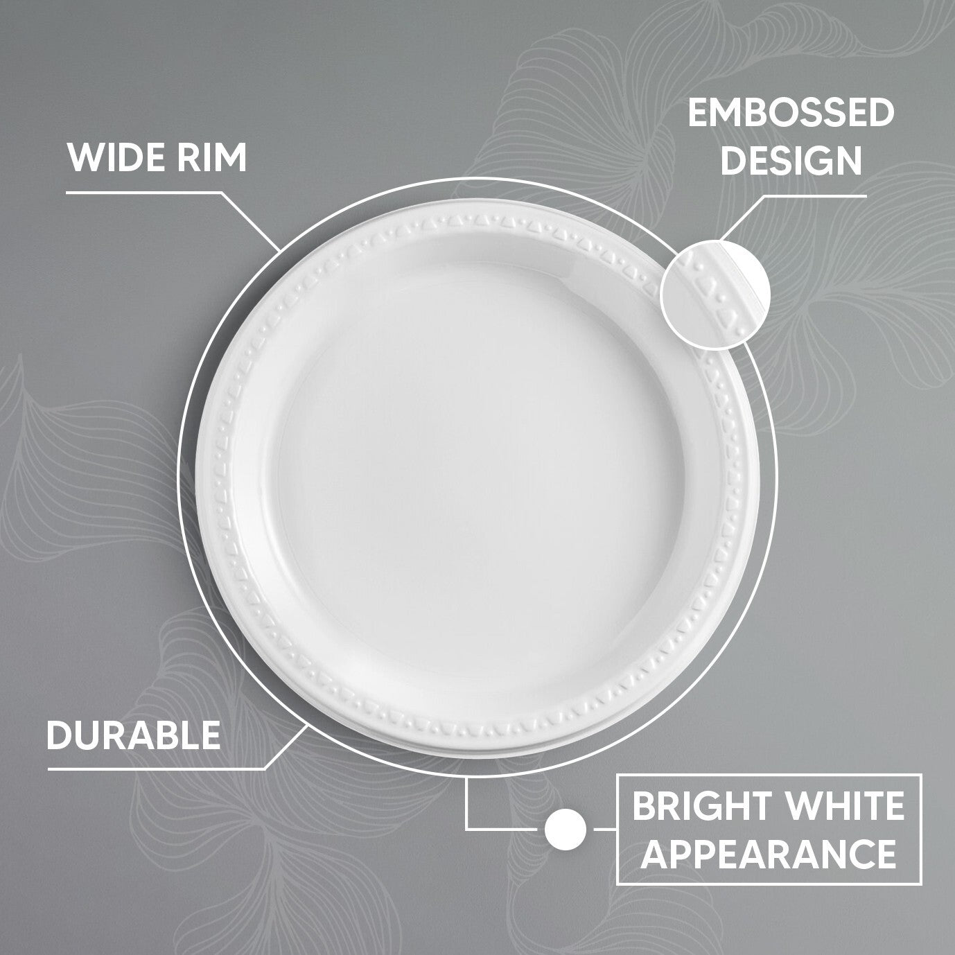 200 x Reusable Plastic Plates 10" (26cm) White Dinner Break Fast Party Catering