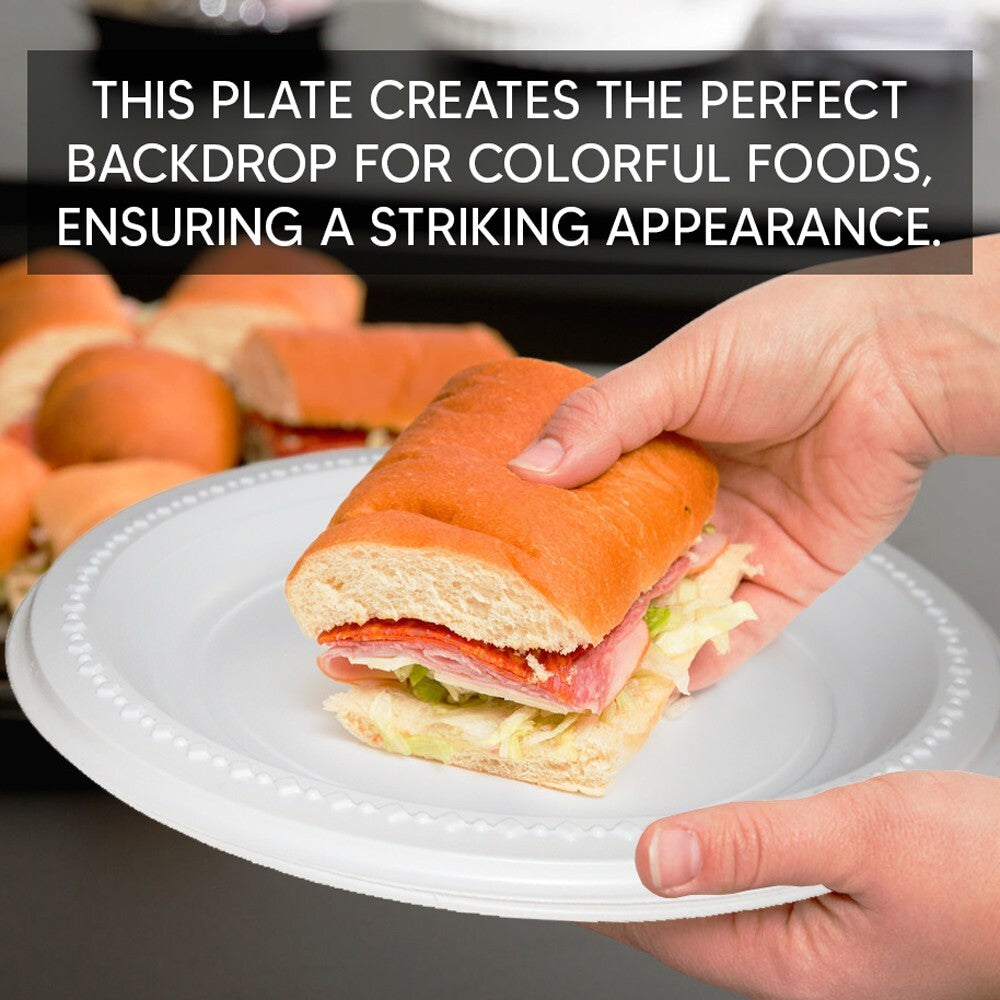 100 x Reusable Plastic Plates 10" (26cm) White Dinner Break Fast Party Catering