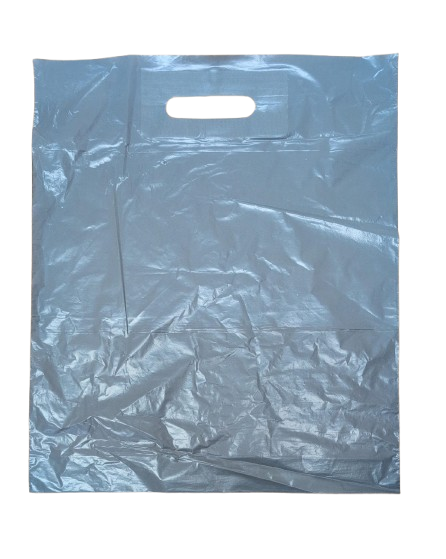 500 x Grey Patch Handle Bags 15" x 18" x 3" Reusable Shopping Supermarket Bags