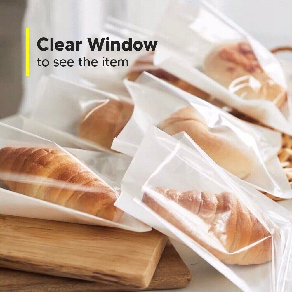1000 x White Film Fronted Clear Window Paper Bags 10" x 12" Food Display Bags