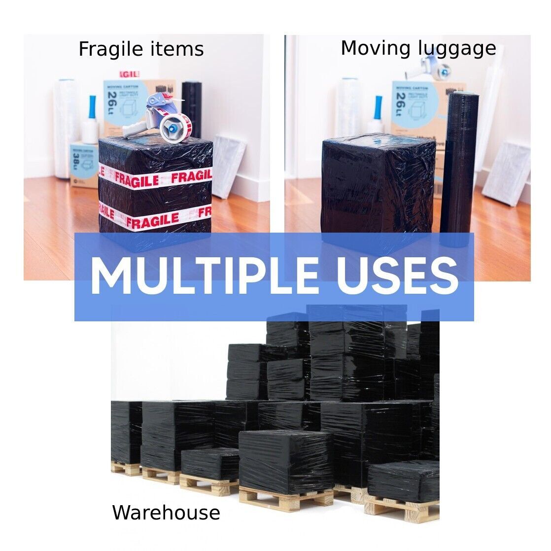 Pallet Wrap Stretch Shrink Extended Wrapping Cling Film 400mm x 250m 23mu