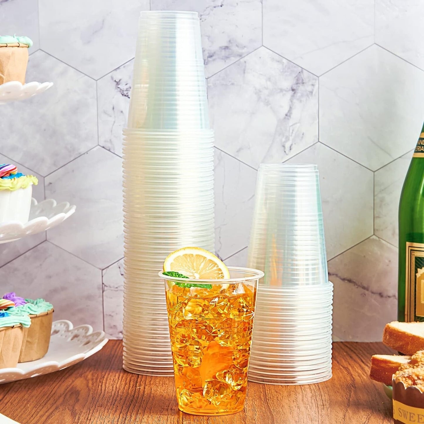 Plastic Drinking Cups Clear Reusable Vending Water Drinking Cups 7oz (220ml)