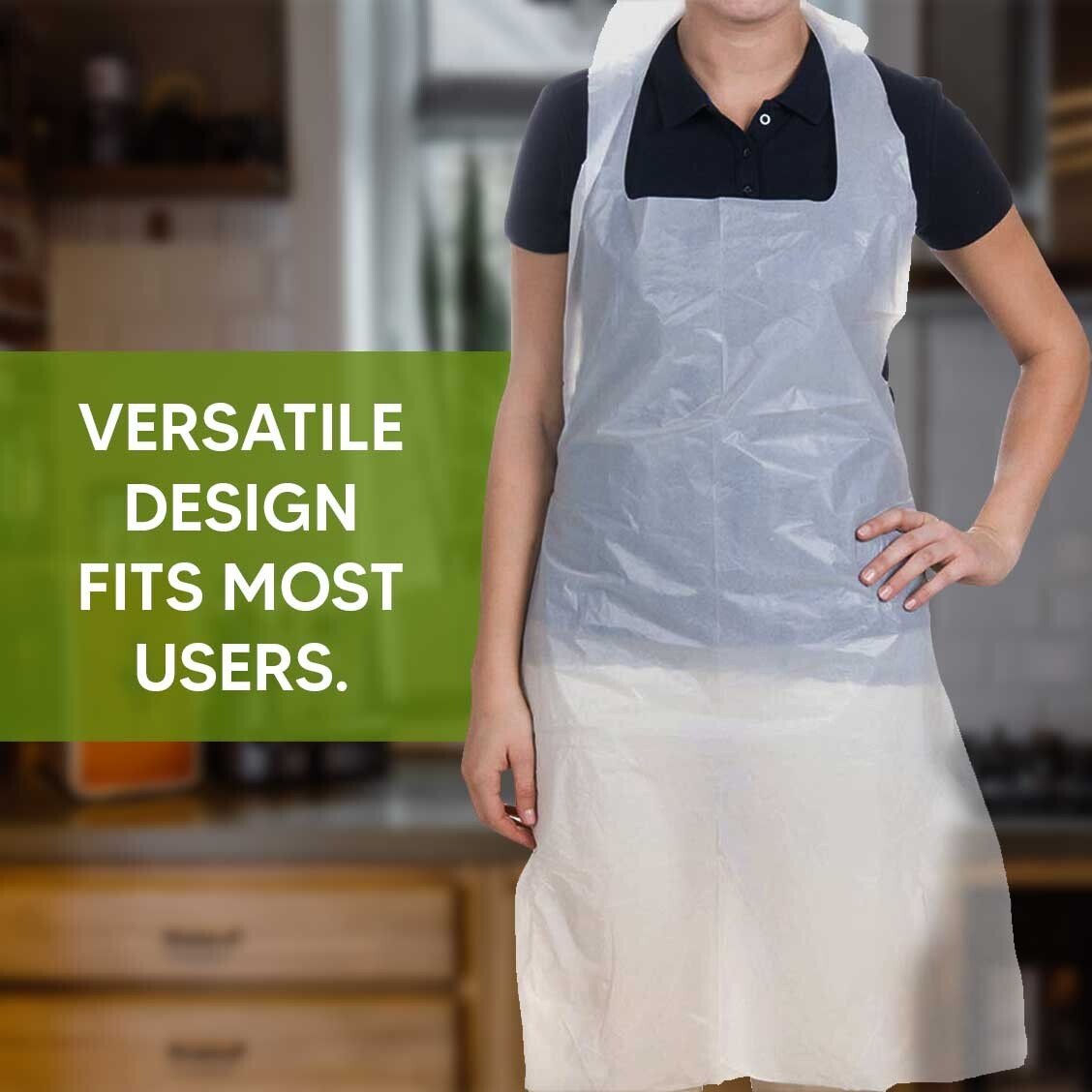 100 x Disposable Plastic Apron 45" x 27" White PPE Waterproof Aprons