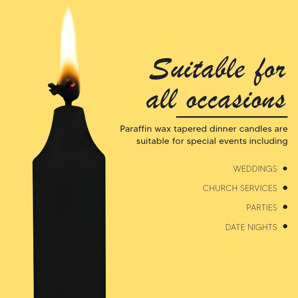 Tapered Candles 190mm Paraffin Wax Unscented Long Burning Dinner Candle