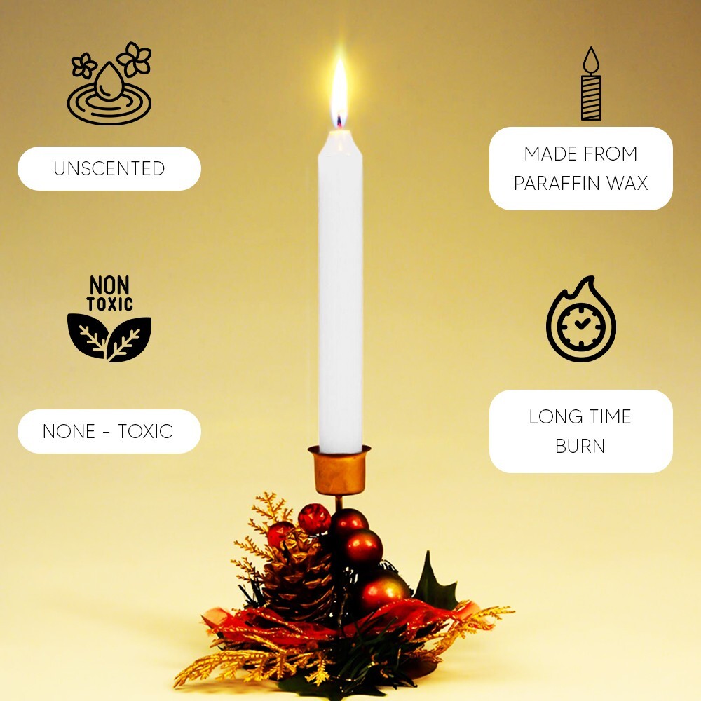 Tapered Candles 190mm Paraffin Wax Unscented Long Burning Dinner Candle