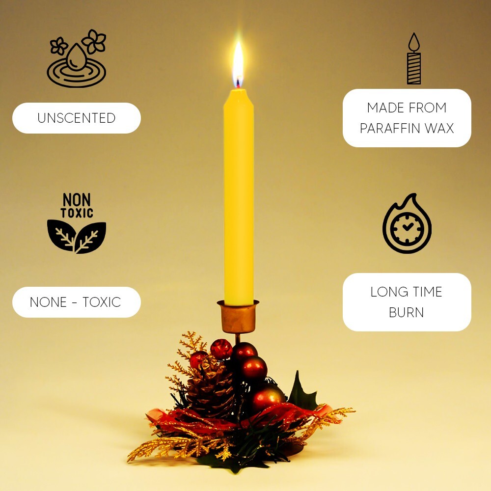 Tapered Candles 190mm Paraffin Wax Unscented Long Burning Dinner Candle