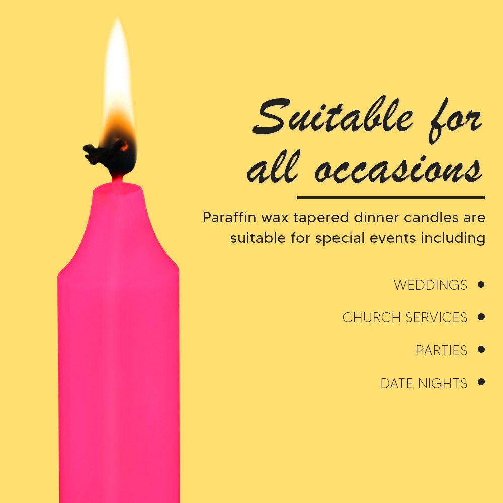 Tapered Candles 190mm Paraffin Wax Unscented Long Burning Dinner Candle