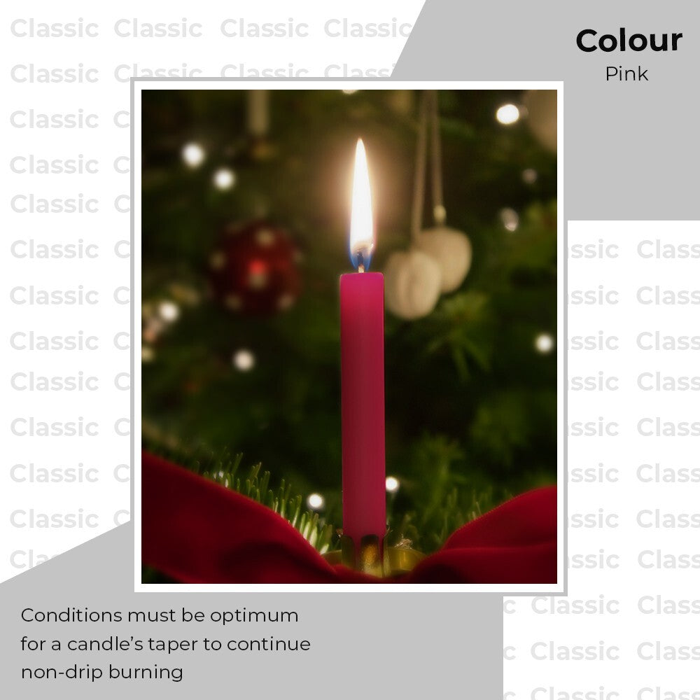 Tapered Candles 190mm Paraffin Wax Unscented Long Burning Dinner Candle