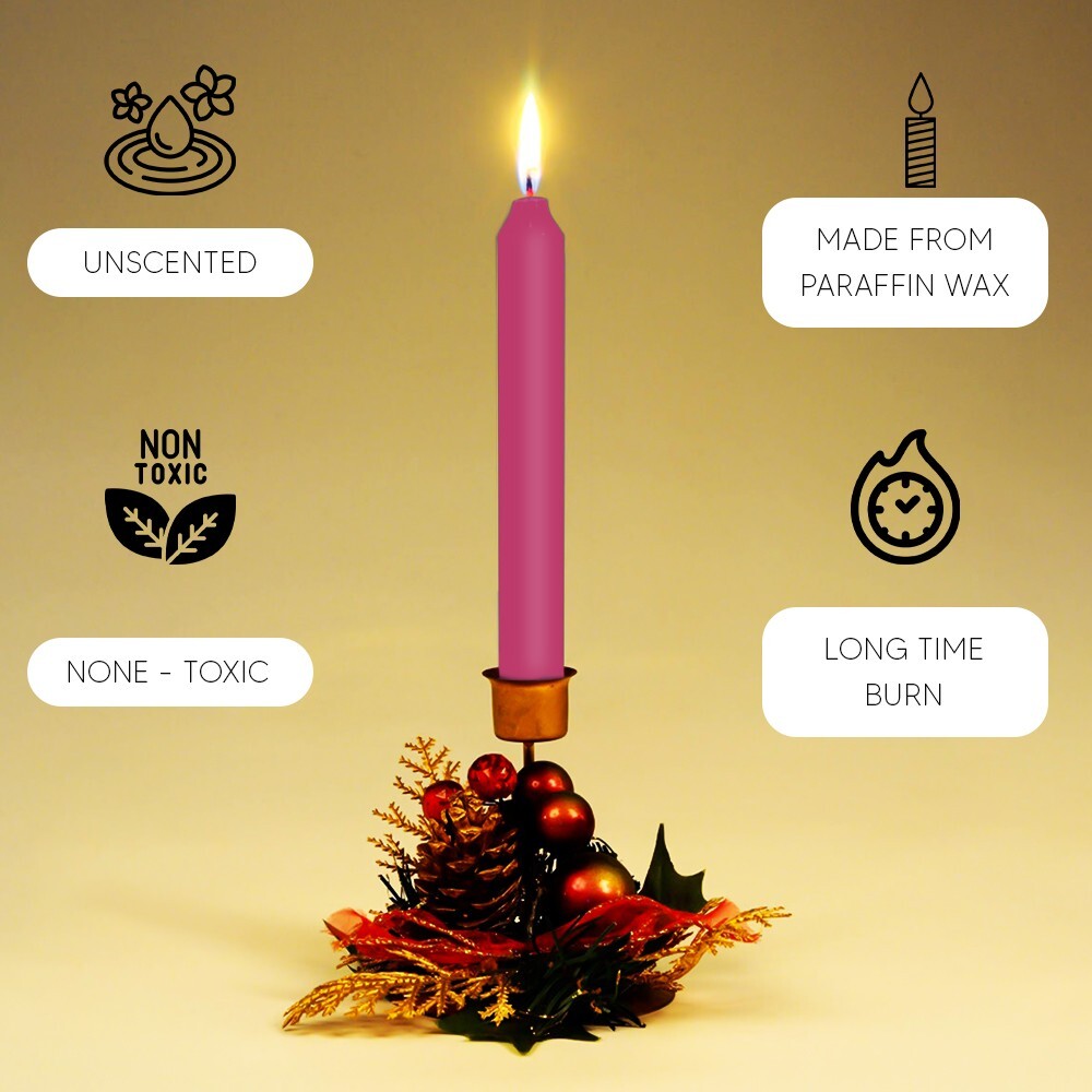 100 x Tapered Candles 190mm Paraffin Wax Dinner Unscented Long Burning Candles