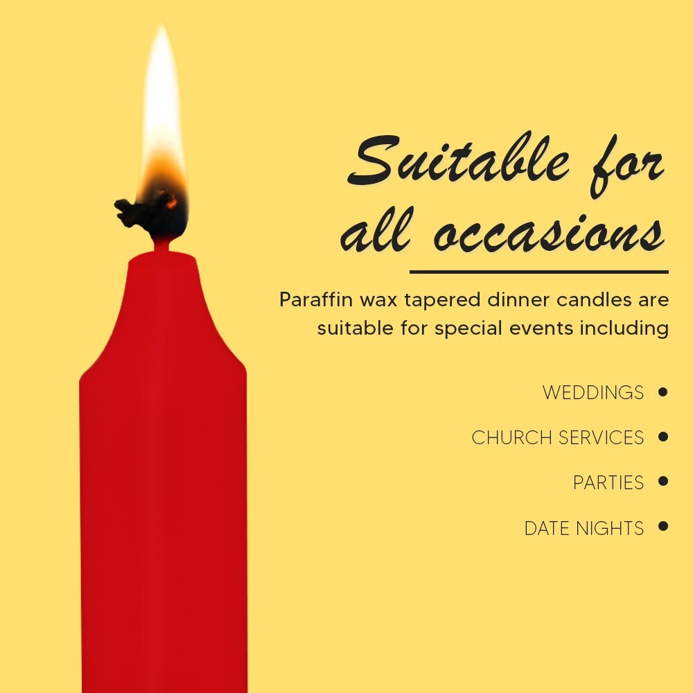 100 x Tapered Candles 190mm Paraffin Wax Dinner Unscented Long Burning Candles