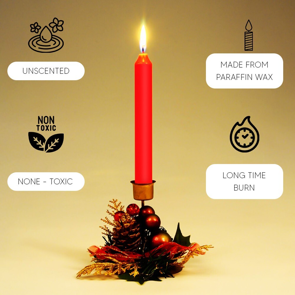 Tapered Candles 190mm Paraffin Wax Unscented Long Burning Dinner Candle