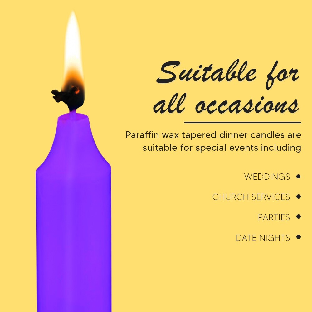 Tapered Candles 190mm Paraffin Wax Unscented Long Burning Dinner Candle
