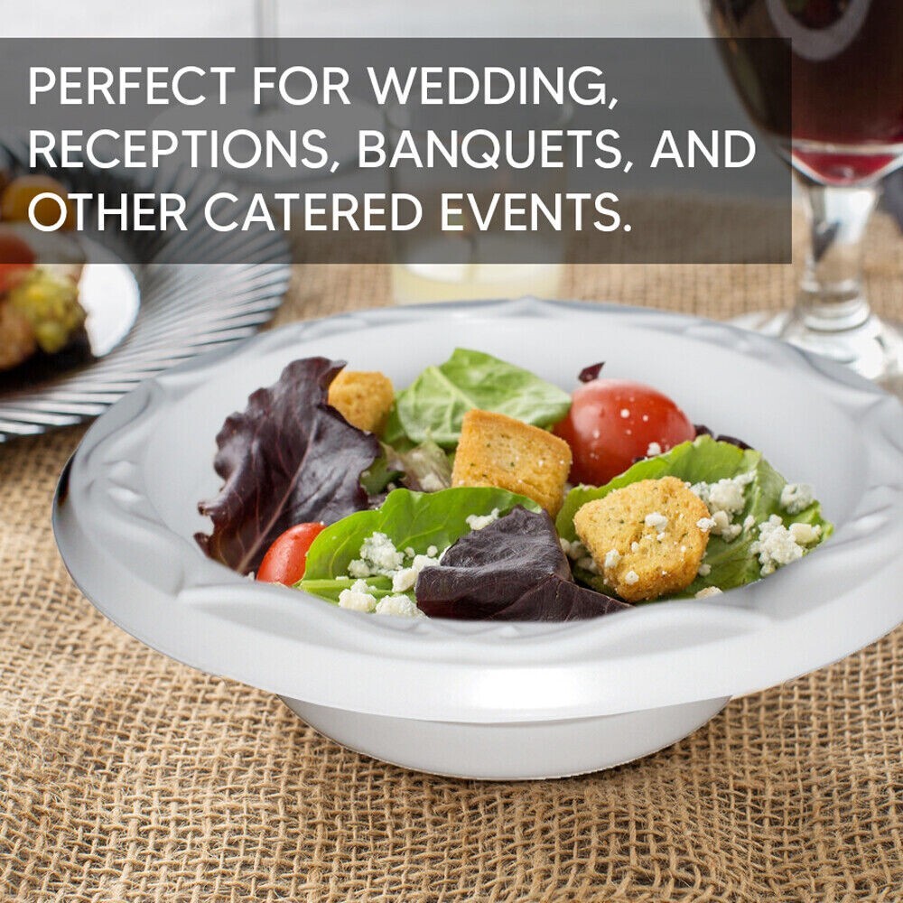 200 x Plastic Dessert Bowls 8oz (250ml) White Reusable Ice-cream Soup Bowls