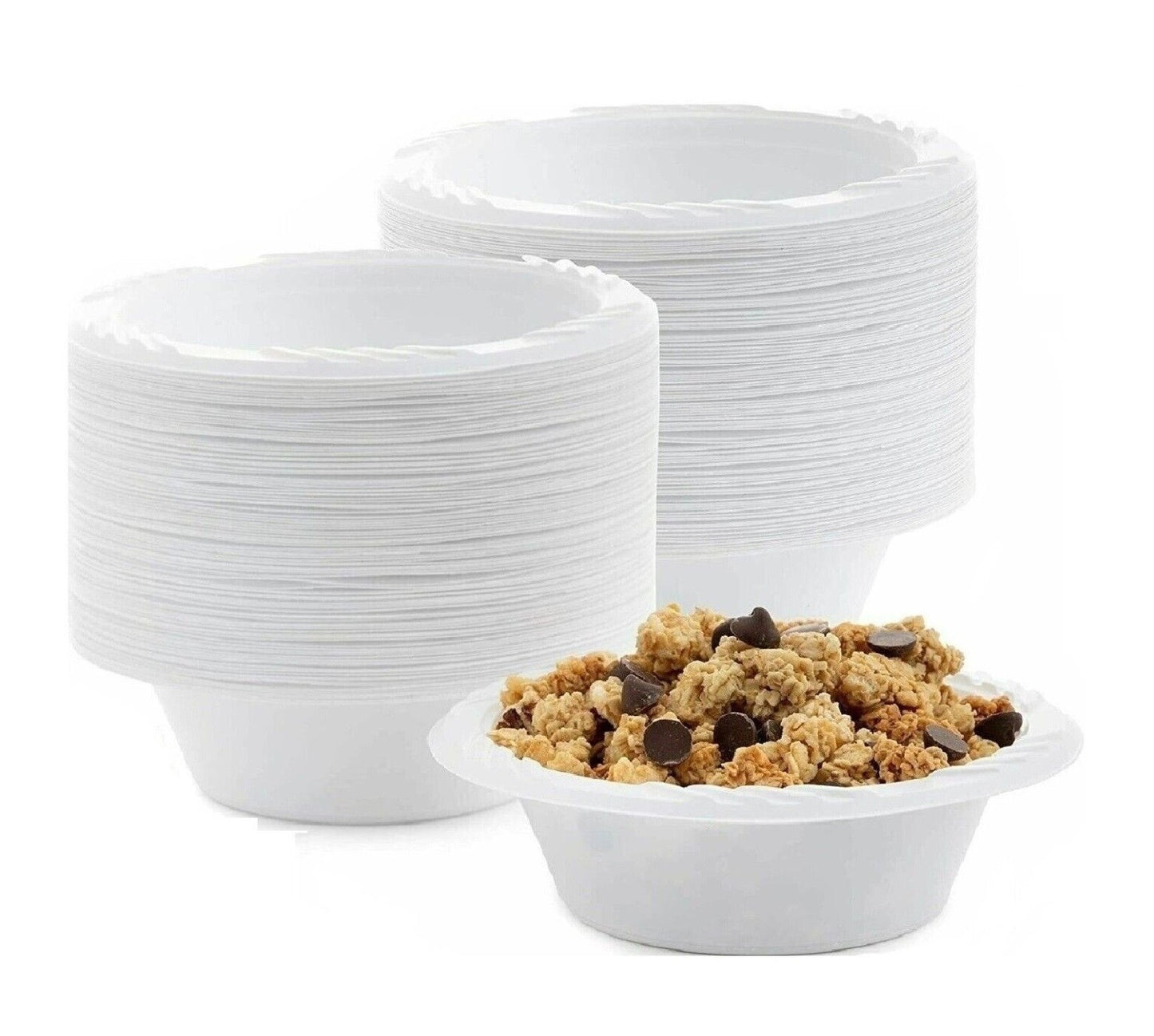 300 x Plastic Dessert Bowls 5oz (150ml) White Reusable Ice-cream Soup Bowls