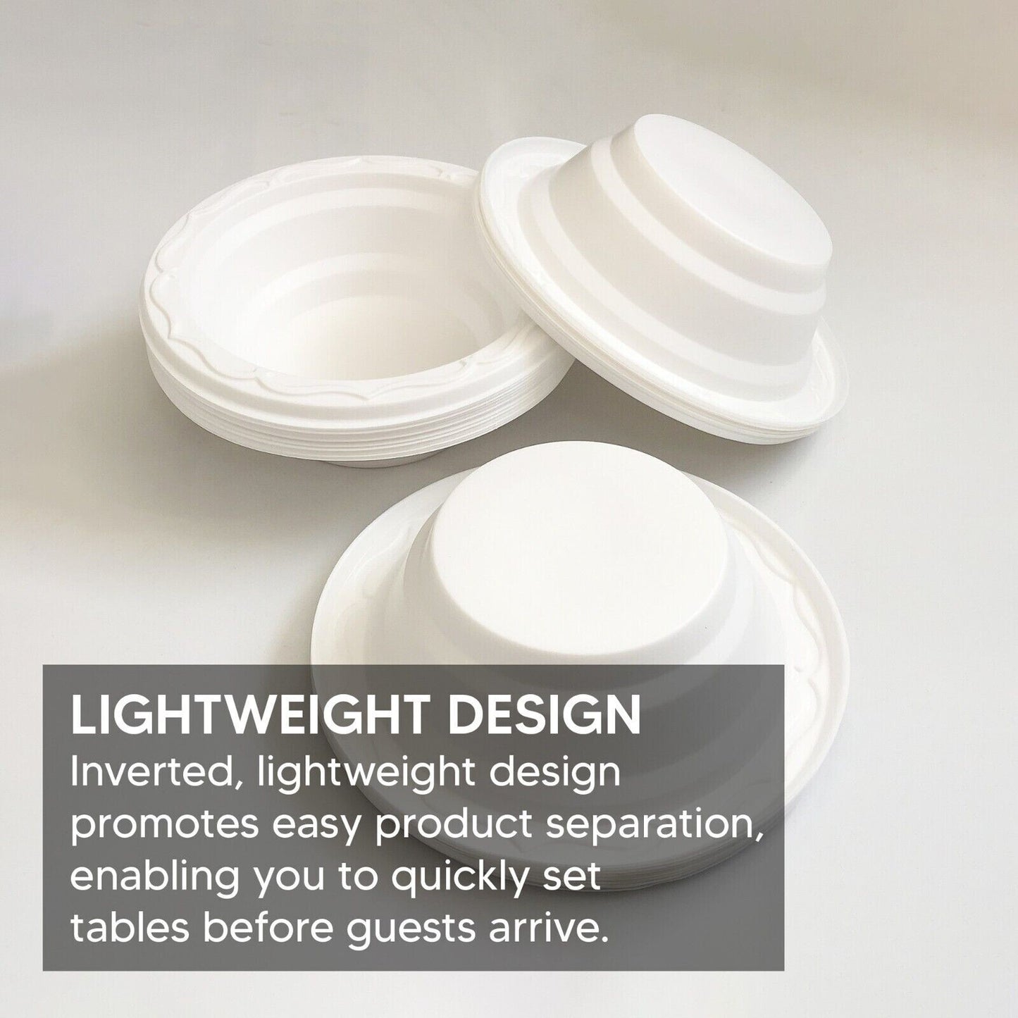 300 x Plastic Dessert Bowls 5oz (150ml) White Reusable Ice-cream Soup Bowls