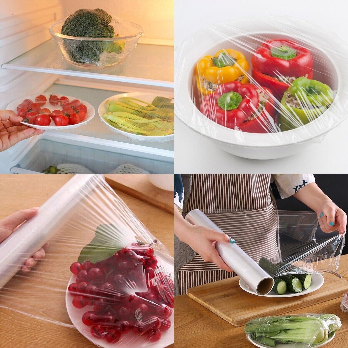 2 x Clear Poly Wrap PVC Catering Cling Film Plastic Food Wrapping Roll for Food
