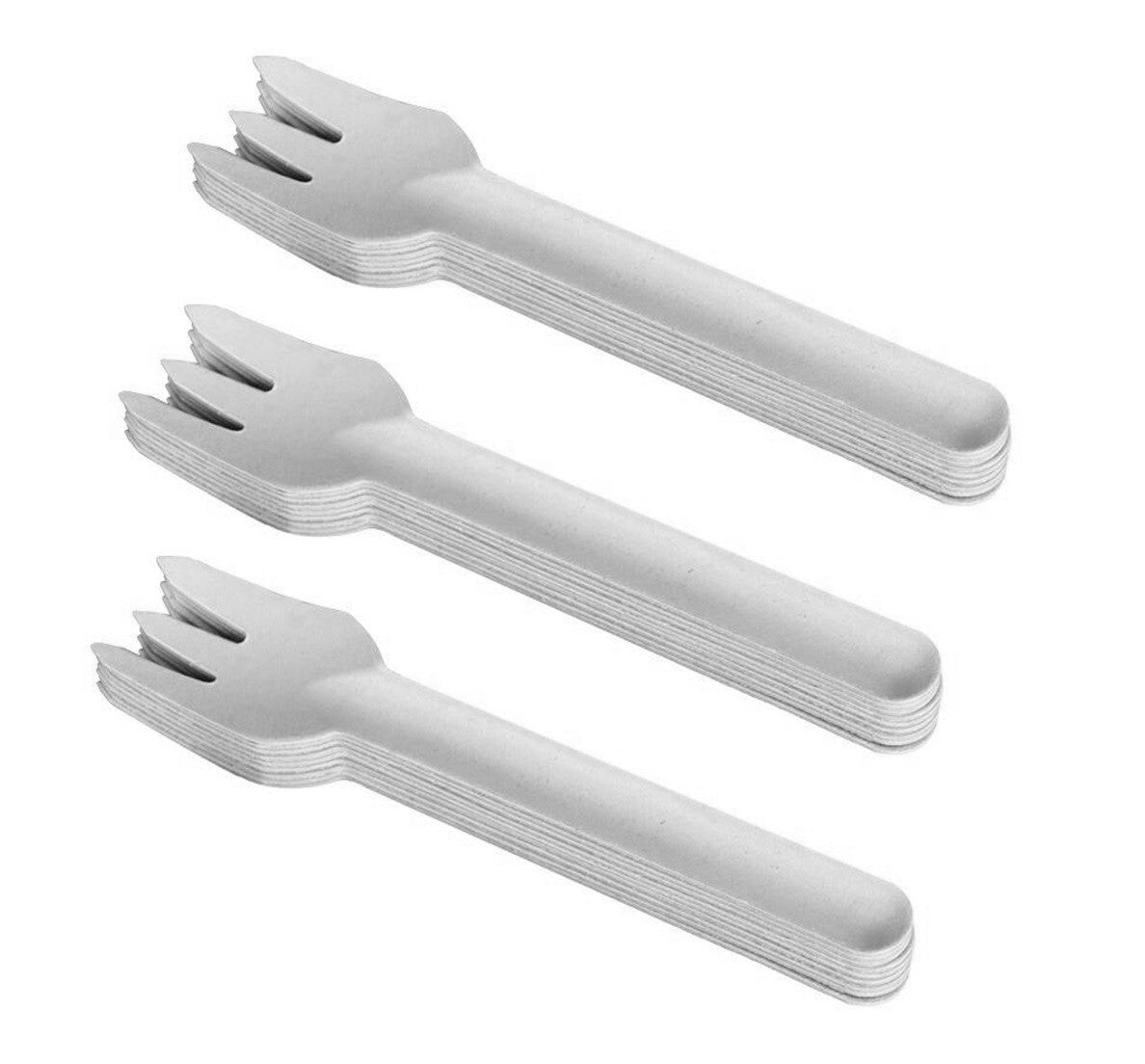 Biodegradable Bagasse Forks White Sugarcane Cutlery Set for Weddings Parties
