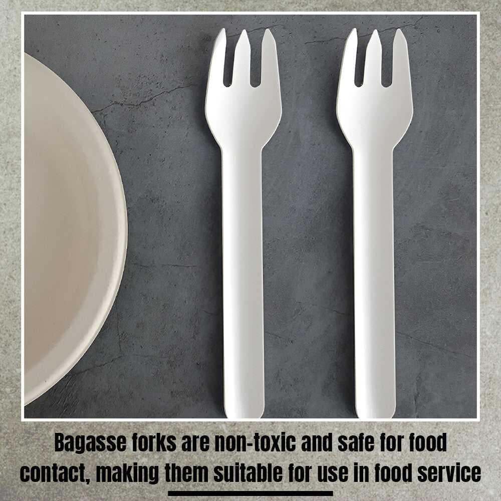 Biodegradable Bagasse Forks White Sugarcane Cutlery Set for Weddings Parties