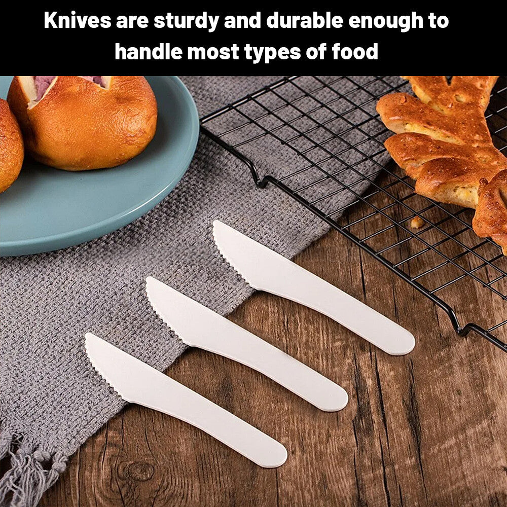 Biodegradable Bagasse Knives White Sugarcane Cutlery Set for Weddings Parties