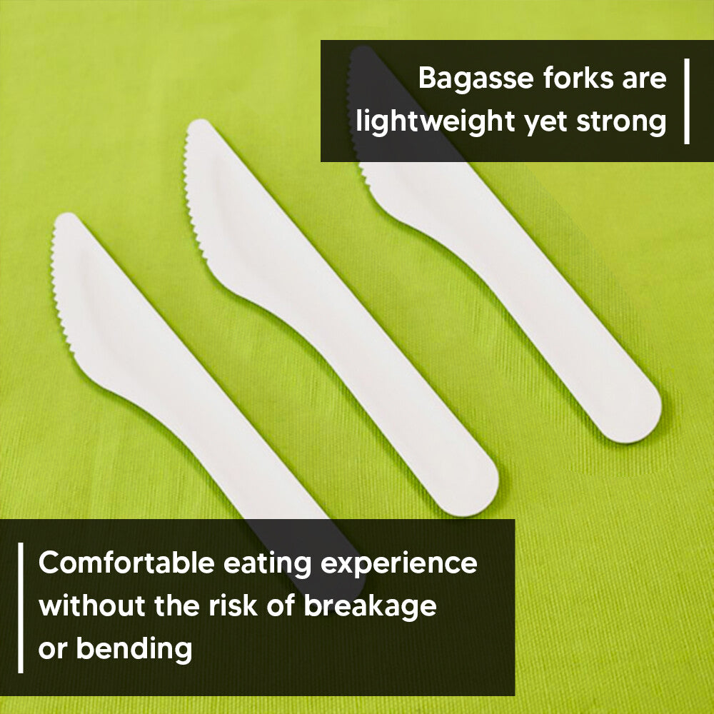 Biodegradable Bagasse Knives White Sugarcane Cutlery Set for Weddings Parties