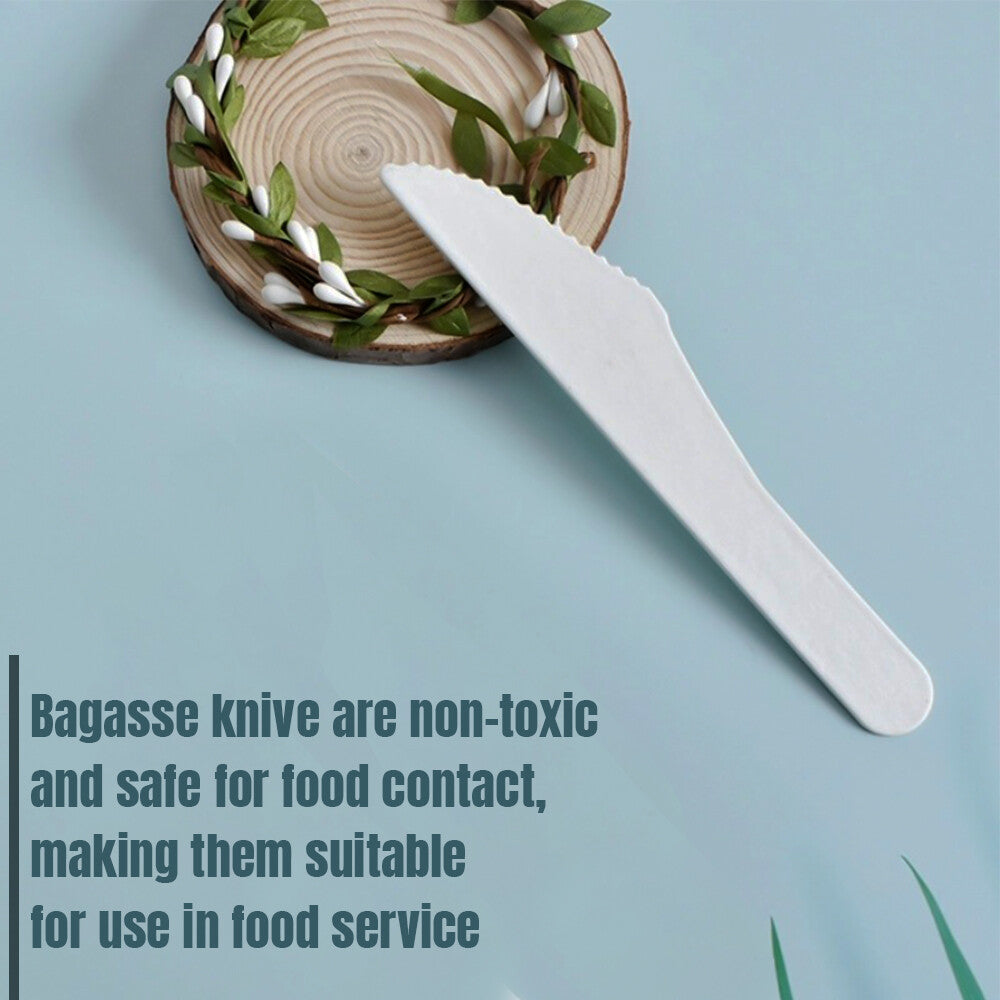 Biodegradable Bagasse Knives White Sugarcane Cutlery Set for Weddings Parties