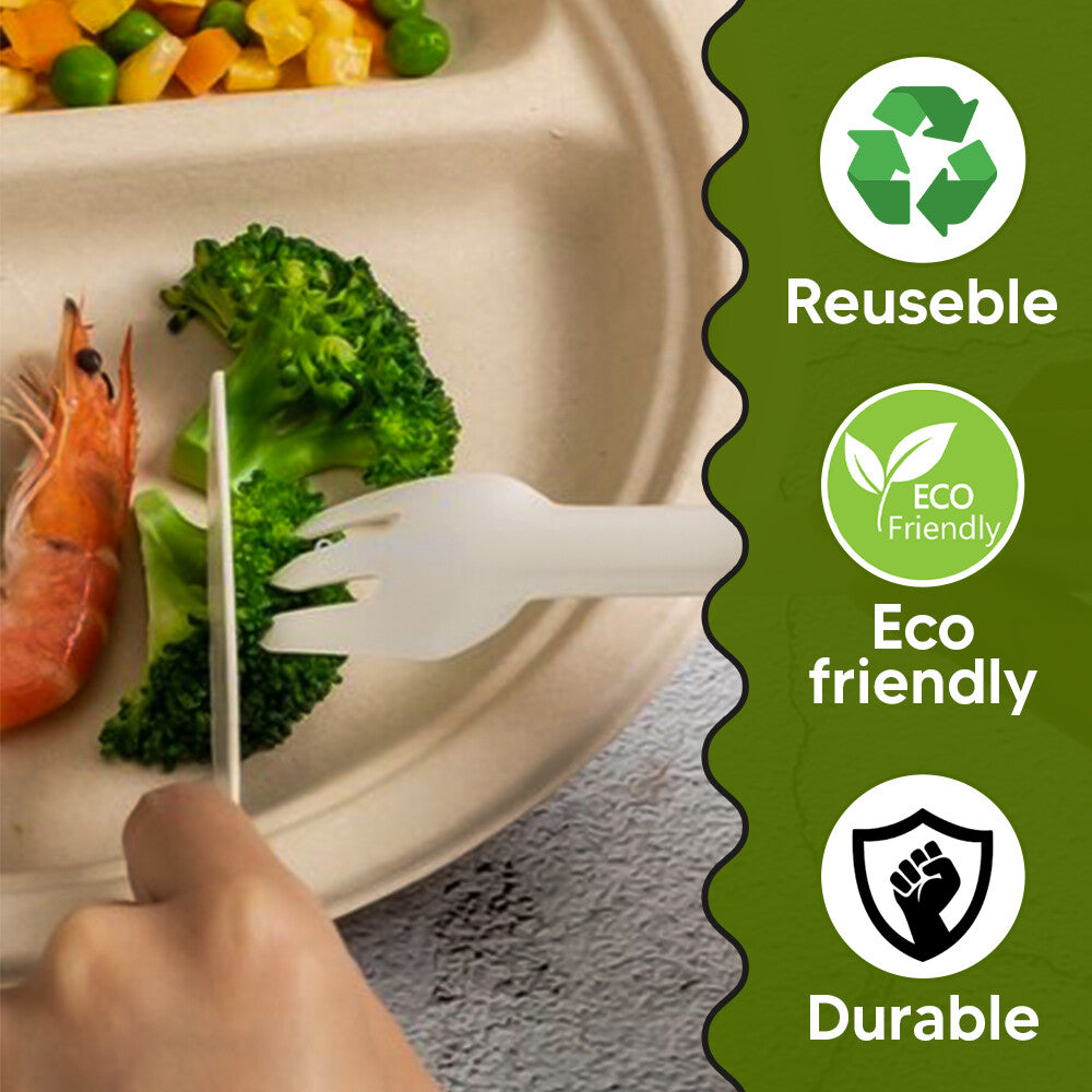 Biodegradable Bagasse Knives White Sugarcane Cutlery Set for Weddings Parties