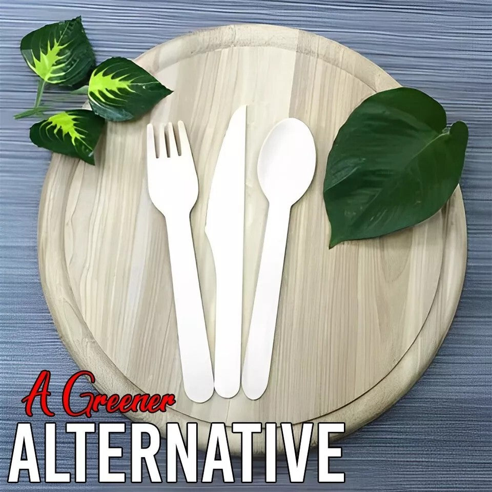 Bagasse Cutlery Set Mix Biodegradable 12pcs Spoons 12pcs Knives 12pcs Forks