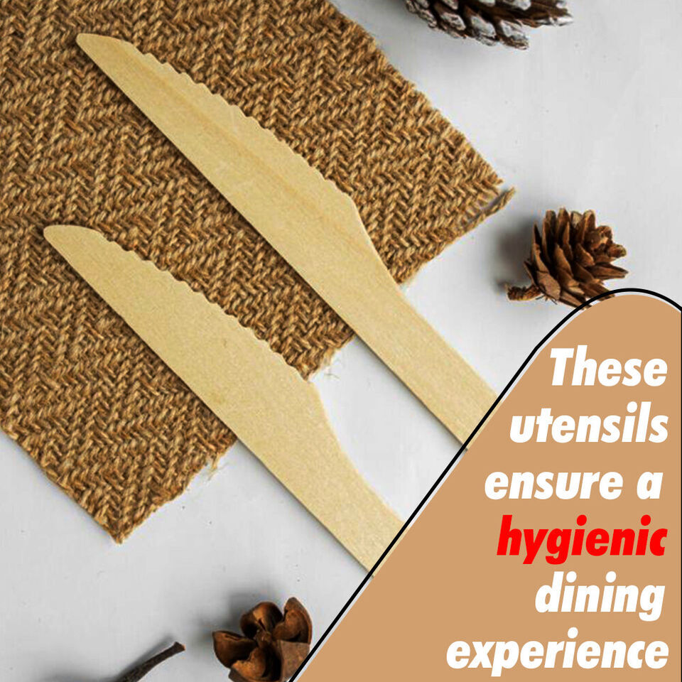 Tithe Wooden Cutlery Set of 5 1 Knife 1 Fork 1 White Napkin 1 Salt 1 Pepper Pack
