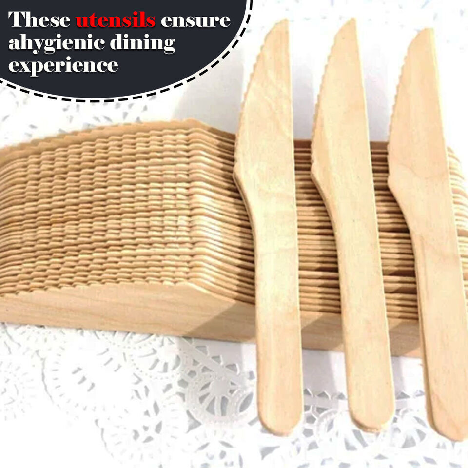 Tithe Wooden Cutlery Set of 5 1 Knife 1 Fork 1 White Napkin 1 Salt 1 Pepper Pack