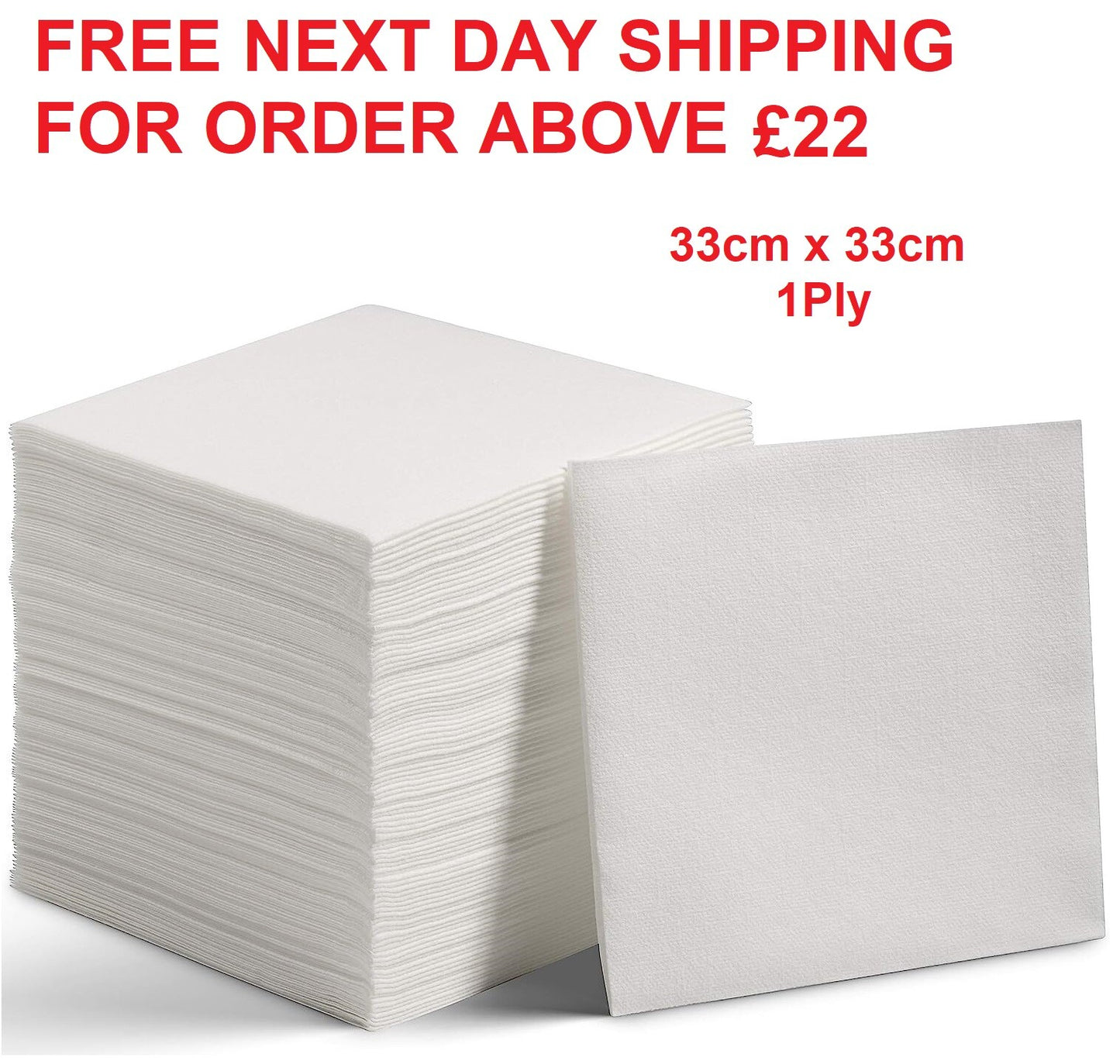 White Serviettes Paper Napkin Disposable Tissue for Party 30cm x 30cm 1Ply
