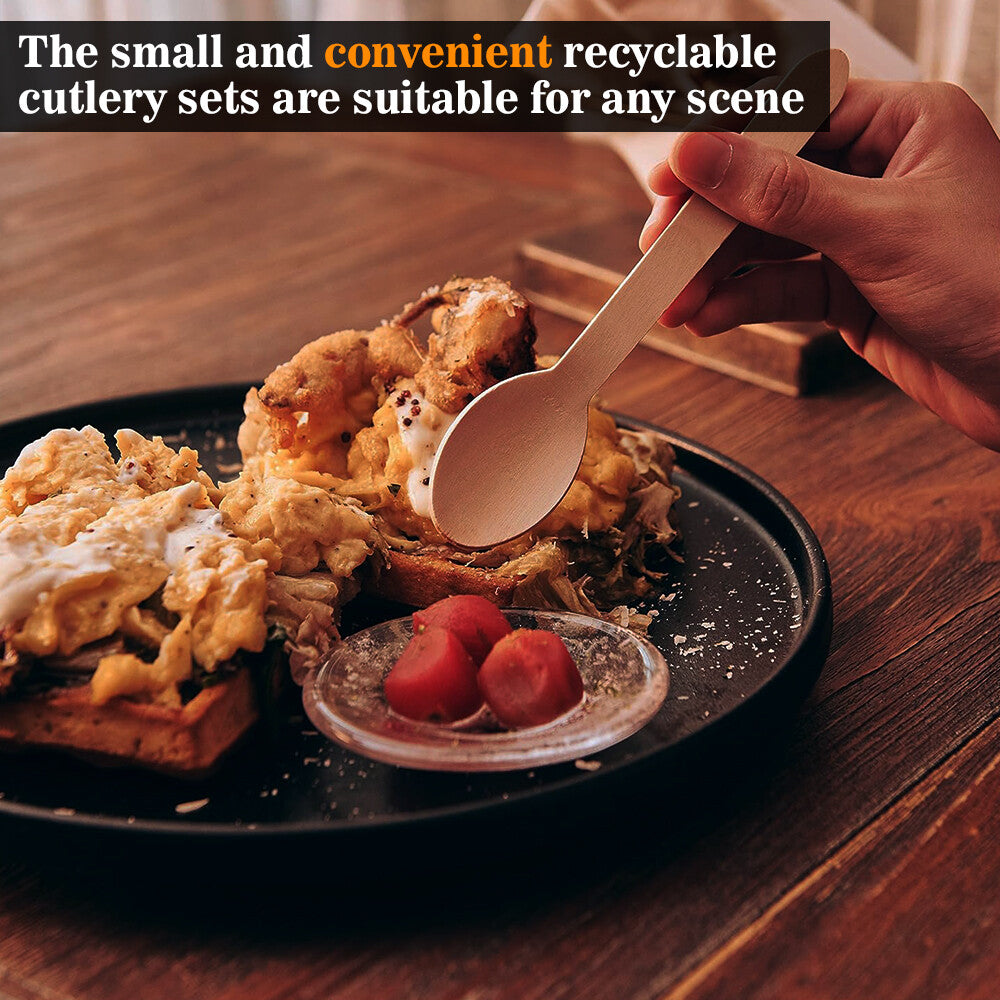 Wooden Spoons Forks Knives Disposable Cutlery Set for Travelling Camping Parties