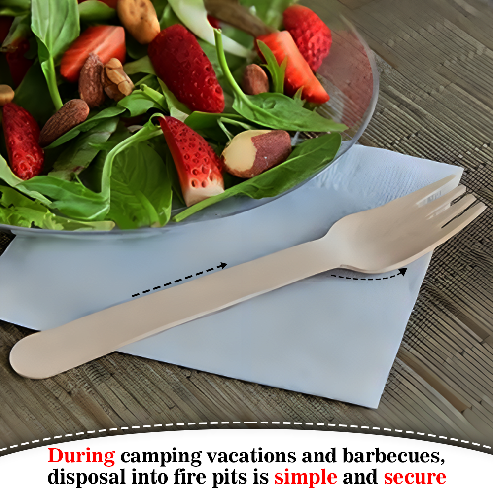 Wooden Spoons Forks Knives Disposable Cutlery Set for Travelling Camping Parties