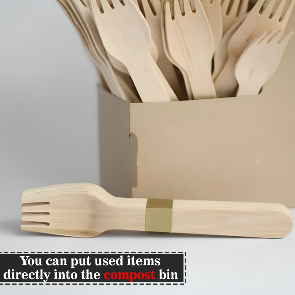 Wooden Spoons Forks Knives Disposable Cutlery Set for Travelling Camping Parties