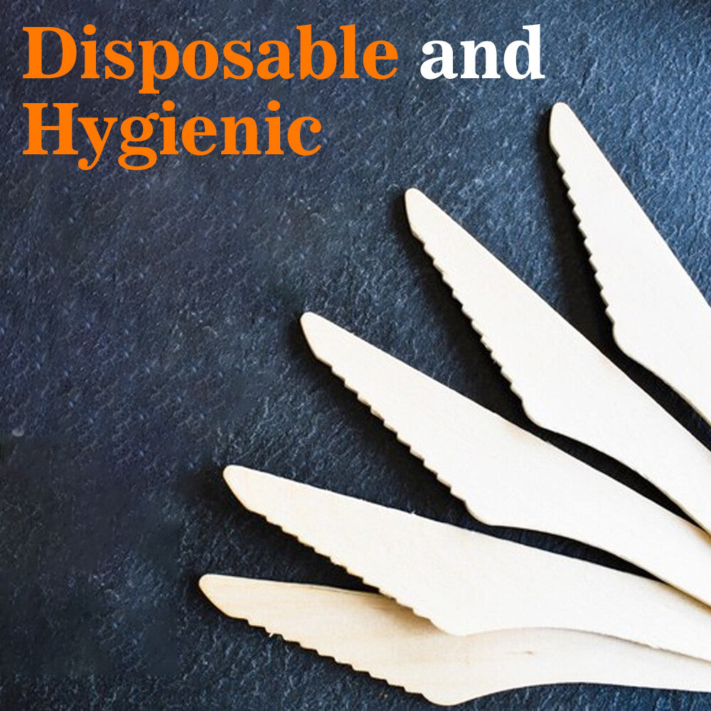 Wooden Spoons Forks Knives Disposable Cutlery Set for Travelling Camping Parties