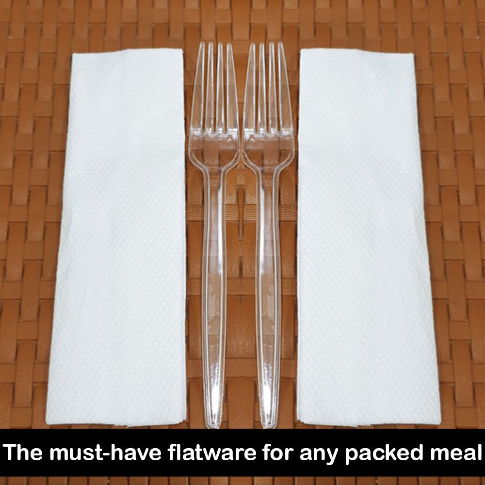Heavy Duty Plastic Spoons Knives Forks Clear Reusable Mix Cutlery Set