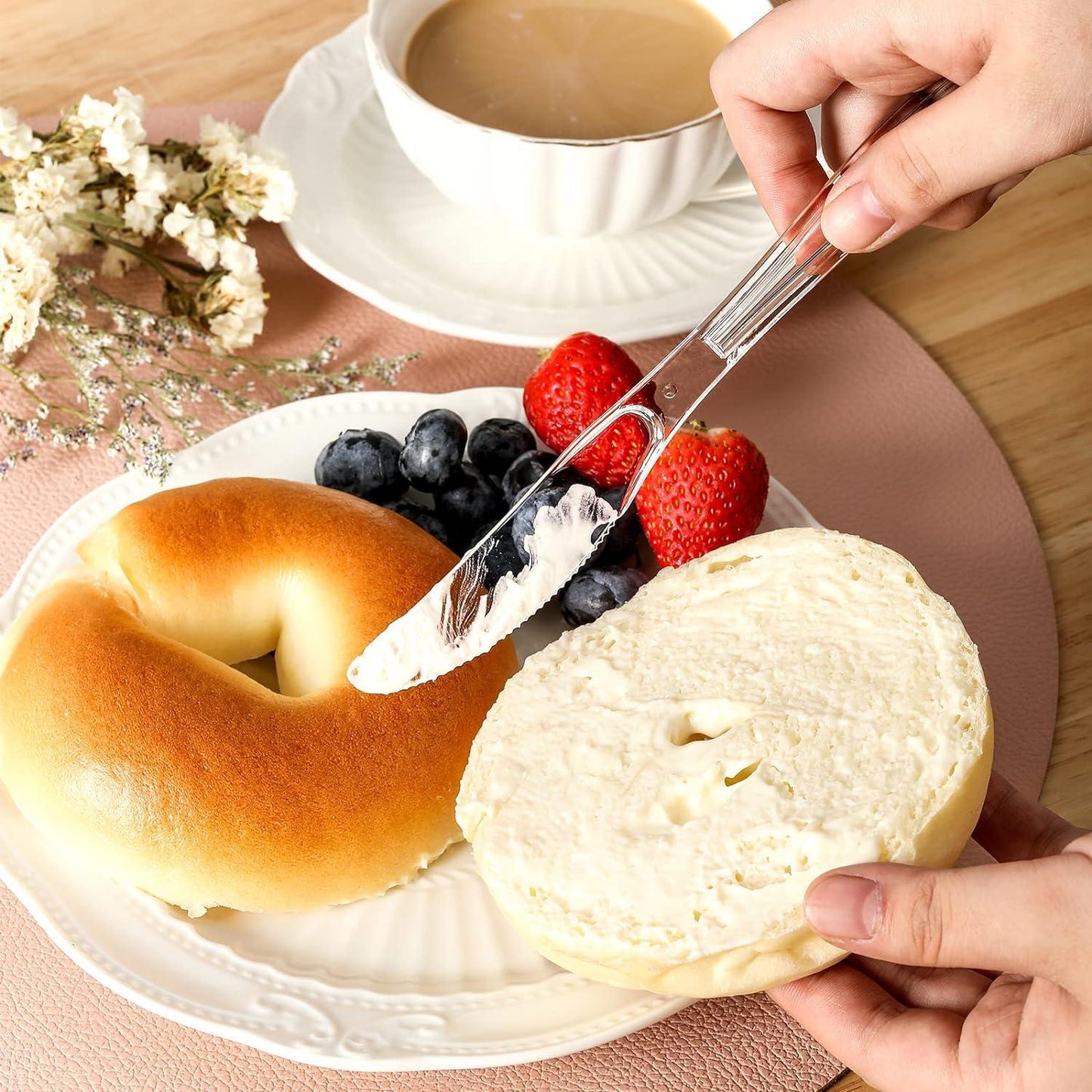 Heavy Duty Plastic Spoons Knives Forks Clear Reusable Mix Cutlery Set