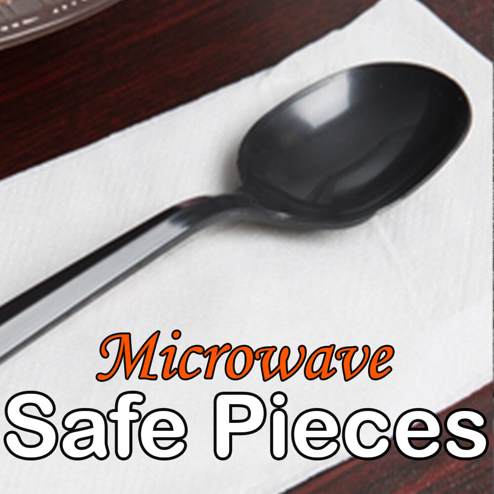 Heavy Duty Plastic Spoons Knives Forks Black Reusable Mix Cutlery Set