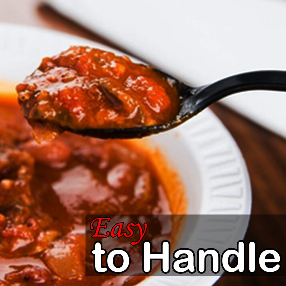 Heavy Duty Plastic Spoons Knives Forks Black Reusable Mix Cutlery Set