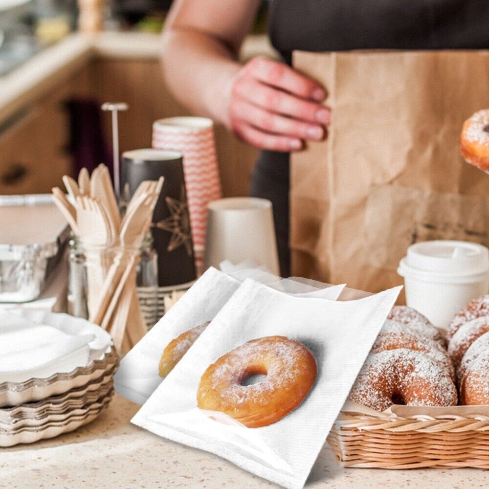 Film Fronted Clear Window Paper Bags White Food Display Bags for Sandwich Candy