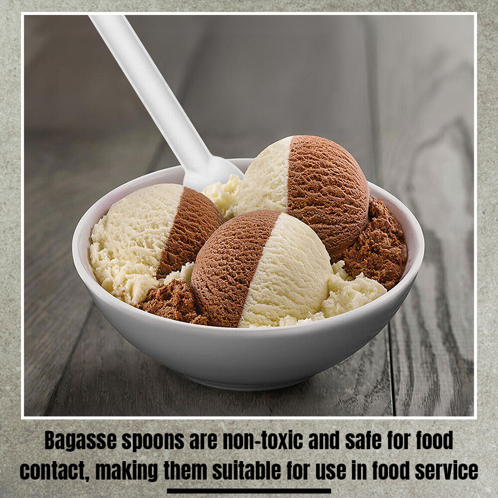 Biodegradable Bagasse Spoons White Sugarcane Cutlery Set for Weddings Parties