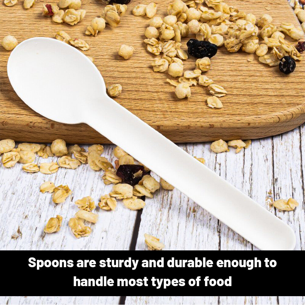 Biodegradable Bagasse Spoons White Sugarcane Cutlery Set for Weddings Parties