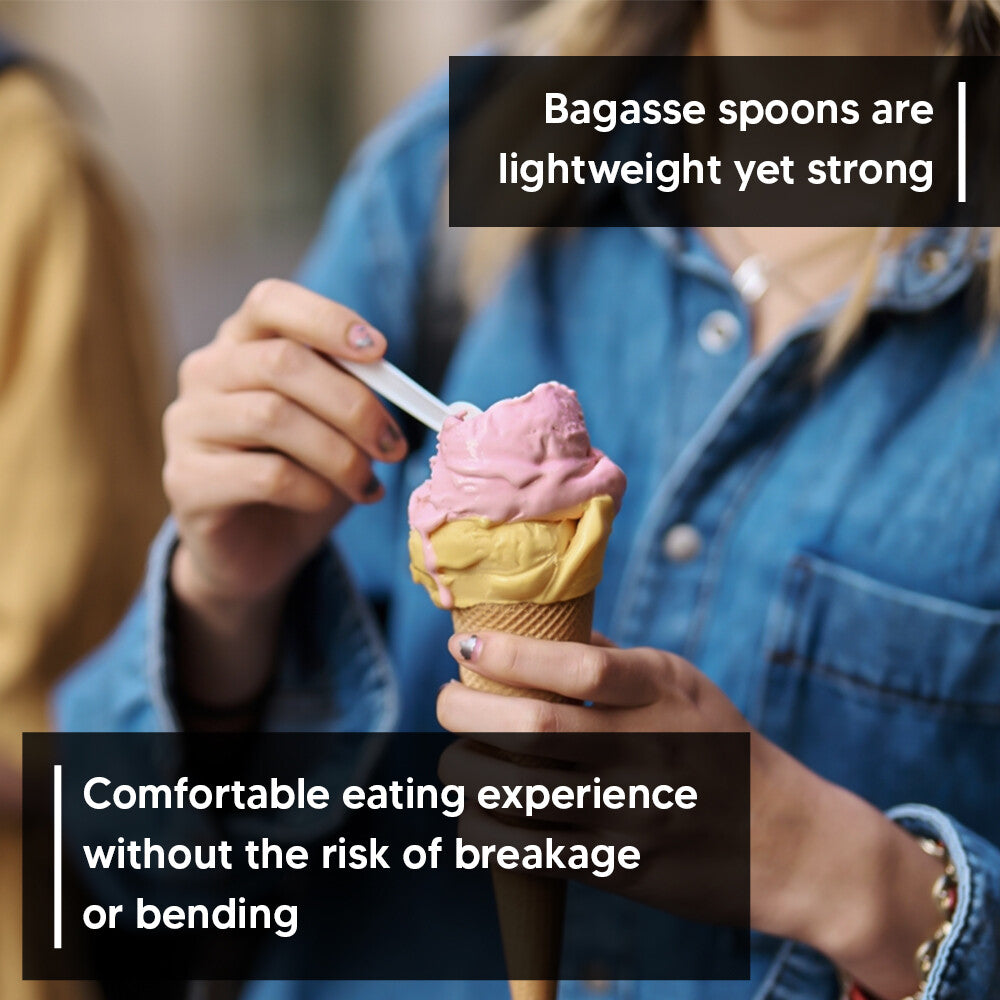 Biodegradable Bagasse Spoons White Sugarcane Cutlery Set for Weddings Parties