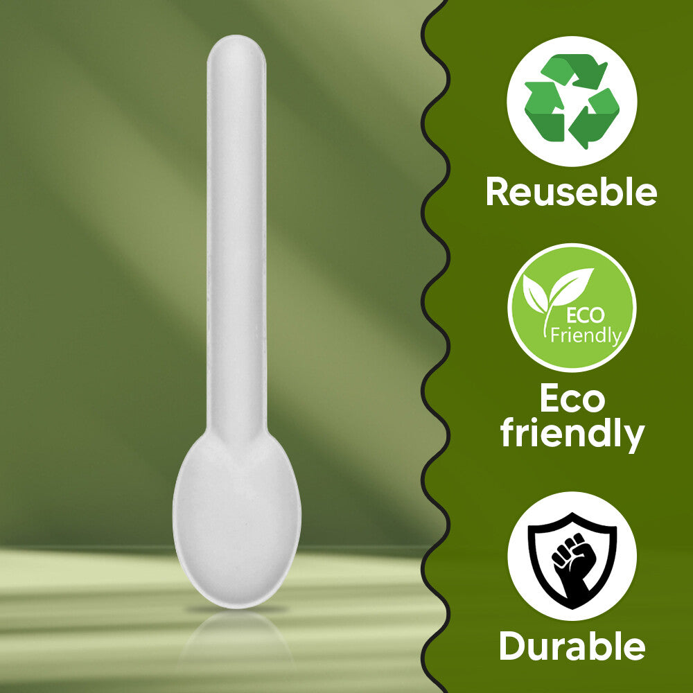 Biodegradable Bagasse Spoons White Sugarcane Cutlery Set for Weddings Parties