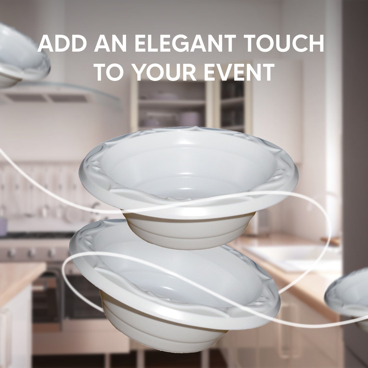 Plastic Dessert Bowls White Reusable Ice-cream Soup Bowls for Wedding Catering