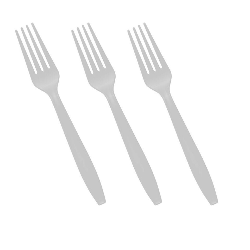 Heavy Duty Plastic Spoons Knives Forks White Reusable Mix Cutlery Set